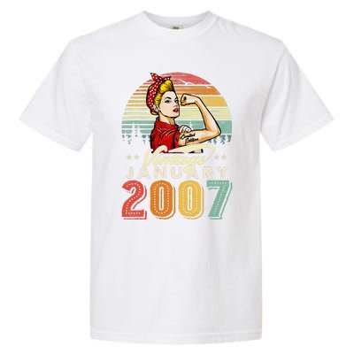 Vintage January 2007 16th Birthday 16 Years Old Womens Garment-Dyed Heavyweight T-Shirt