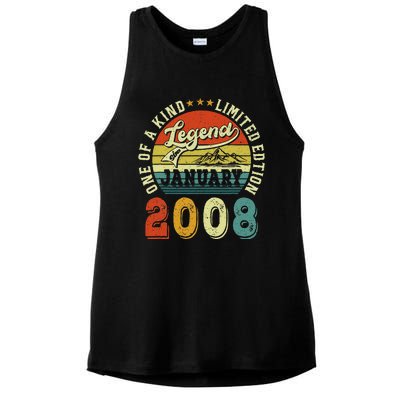 Vintage January 2008 15 Years Old 15th Birthdays Gifts Ladies PosiCharge Tri-Blend Wicking Tank