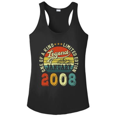 Vintage January 2008 15 Years Old 15th Birthdays Gifts Ladies PosiCharge Competitor Racerback Tank