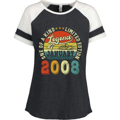 Vintage January 2008 15 Years Old 15th Birthdays Gifts Enza Ladies Jersey Colorblock Tee