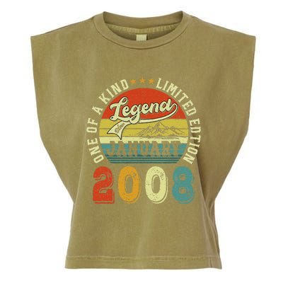 Vintage January 2008 15 Years Old 15th Birthdays Gifts Garment-Dyed Women's Muscle Tee