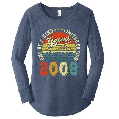 Vintage January 2008 15 Years Old 15th Birthdays Gifts Women's Perfect Tri Tunic Long Sleeve Shirt