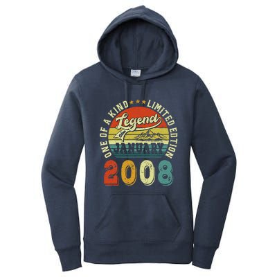 Vintage January 2008 15 Years Old 15th Birthdays Gifts Women's Pullover Hoodie