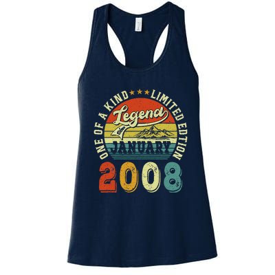 Vintage January 2008 15 Years Old 15th Birthdays Gifts Women's Racerback Tank