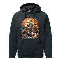 Vintage Japanese Art Samurai Duck Performance Fleece Hoodie