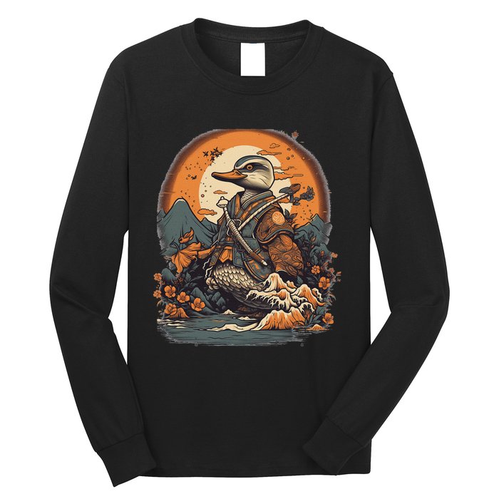 Vintage Japanese Art Samurai Duck Long Sleeve Shirt