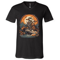 Vintage Japanese Art Samurai Duck V-Neck T-Shirt