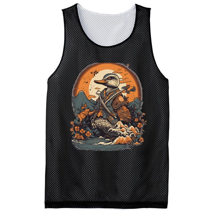 Vintage Japanese Art Samurai Duck Mesh Reversible Basketball Jersey Tank