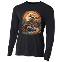 Vintage Japanese Art Samurai Duck Cooling Performance Long Sleeve Crew