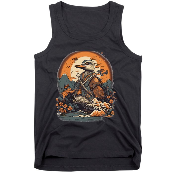 Vintage Japanese Art Samurai Duck Tank Top