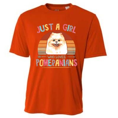 Vintage Just A Girl Who Loves Pomeranians Dog Lovers Gift Cooling Performance Crew T-Shirt