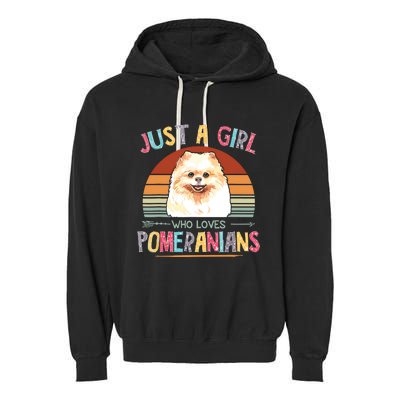 Vintage Just A Girl Who Loves Pomeranians Dog Lovers Gift Garment-Dyed Fleece Hoodie