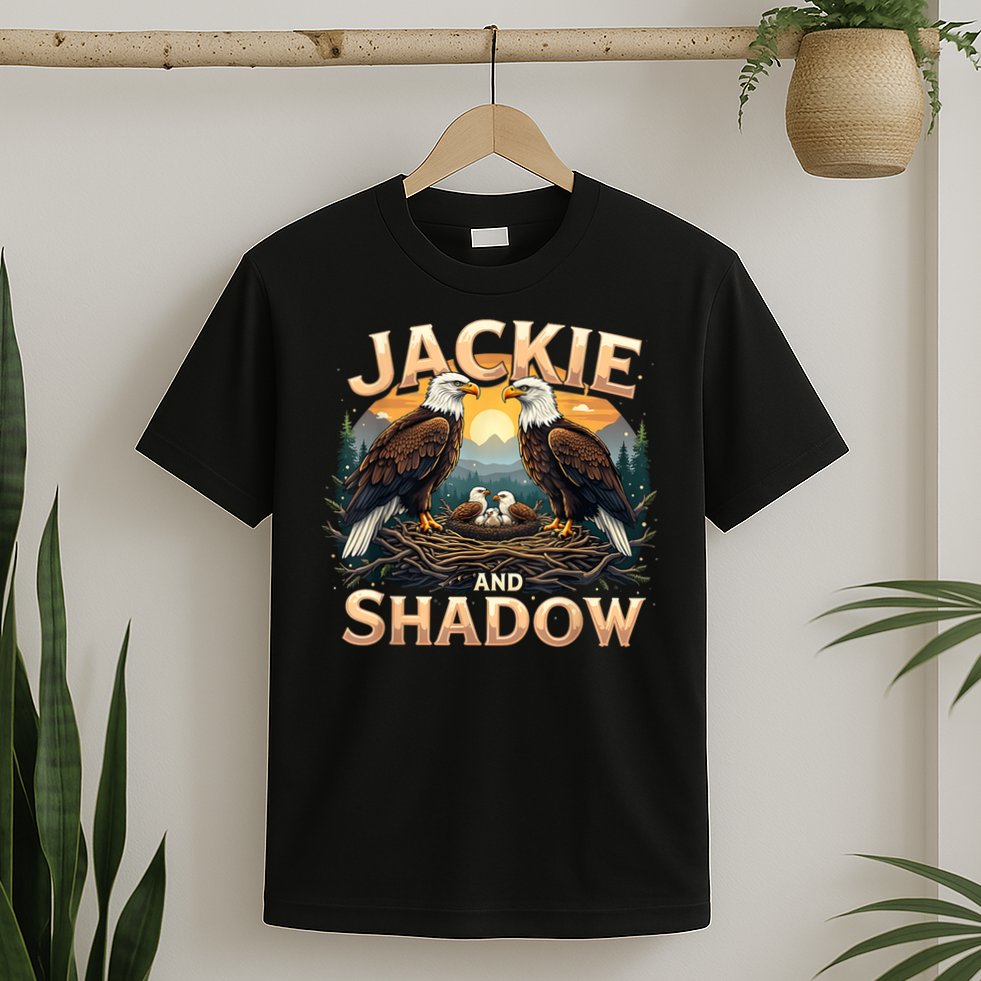 Vintage Jackie and Shadow Bald Eagle Family Design Graphic T-Shirt