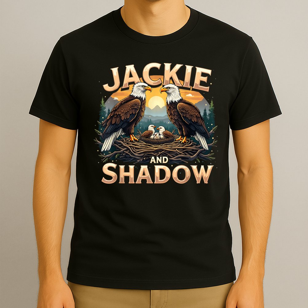 Vintage Jackie and Shadow Bald Eagle Family Design Graphic T-Shirt