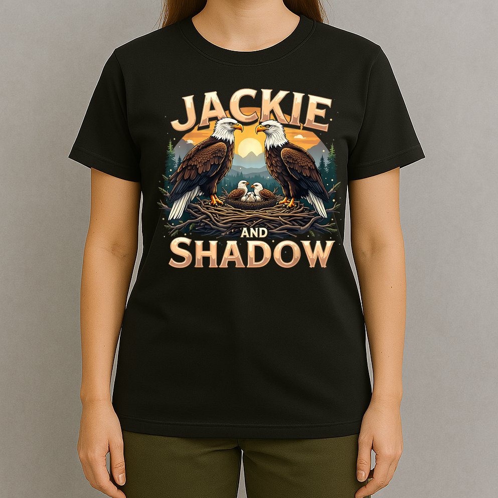 Vintage Jackie and Shadow Bald Eagle Family Design Graphic T-Shirt