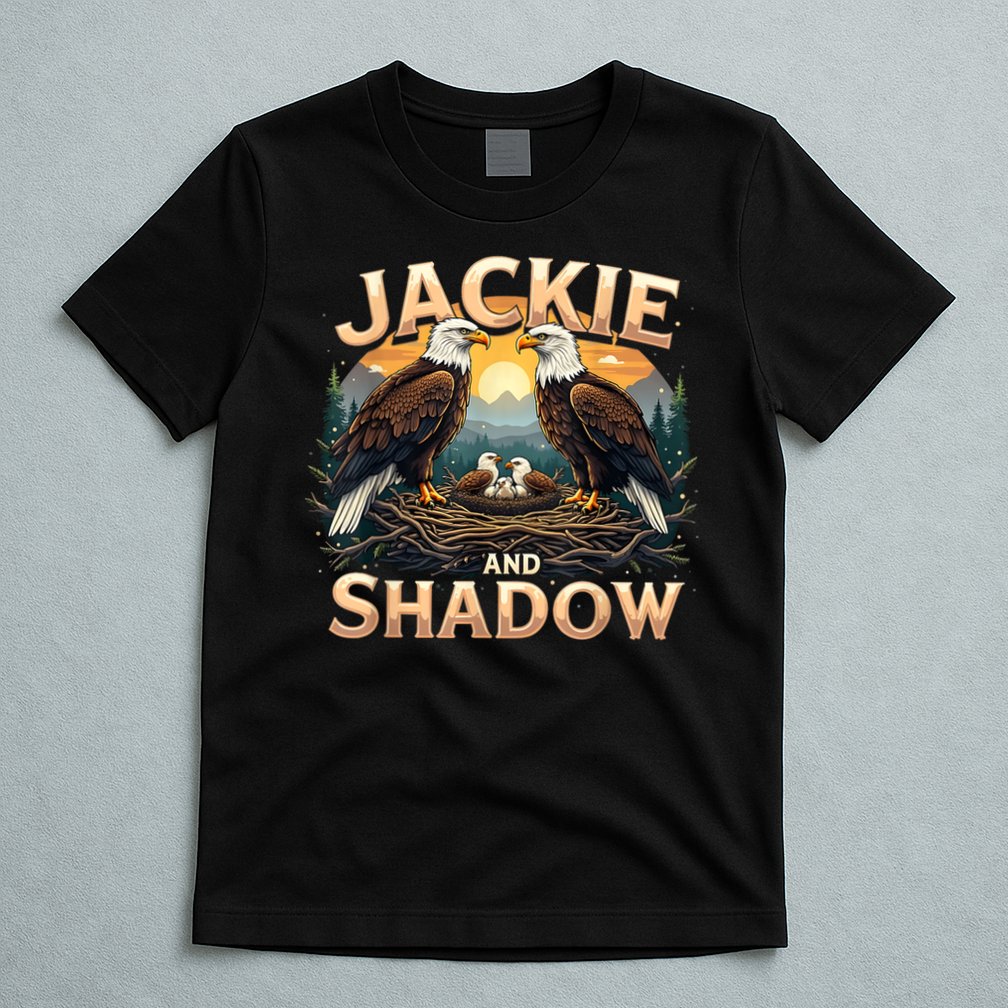 Vintage Jackie and Shadow Bald Eagle Family Design Graphic T-Shirt