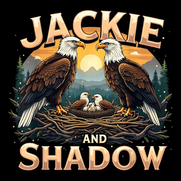 Vintage Jackie and Shadow Bald Eagle Family Design Graphic T-Shirt