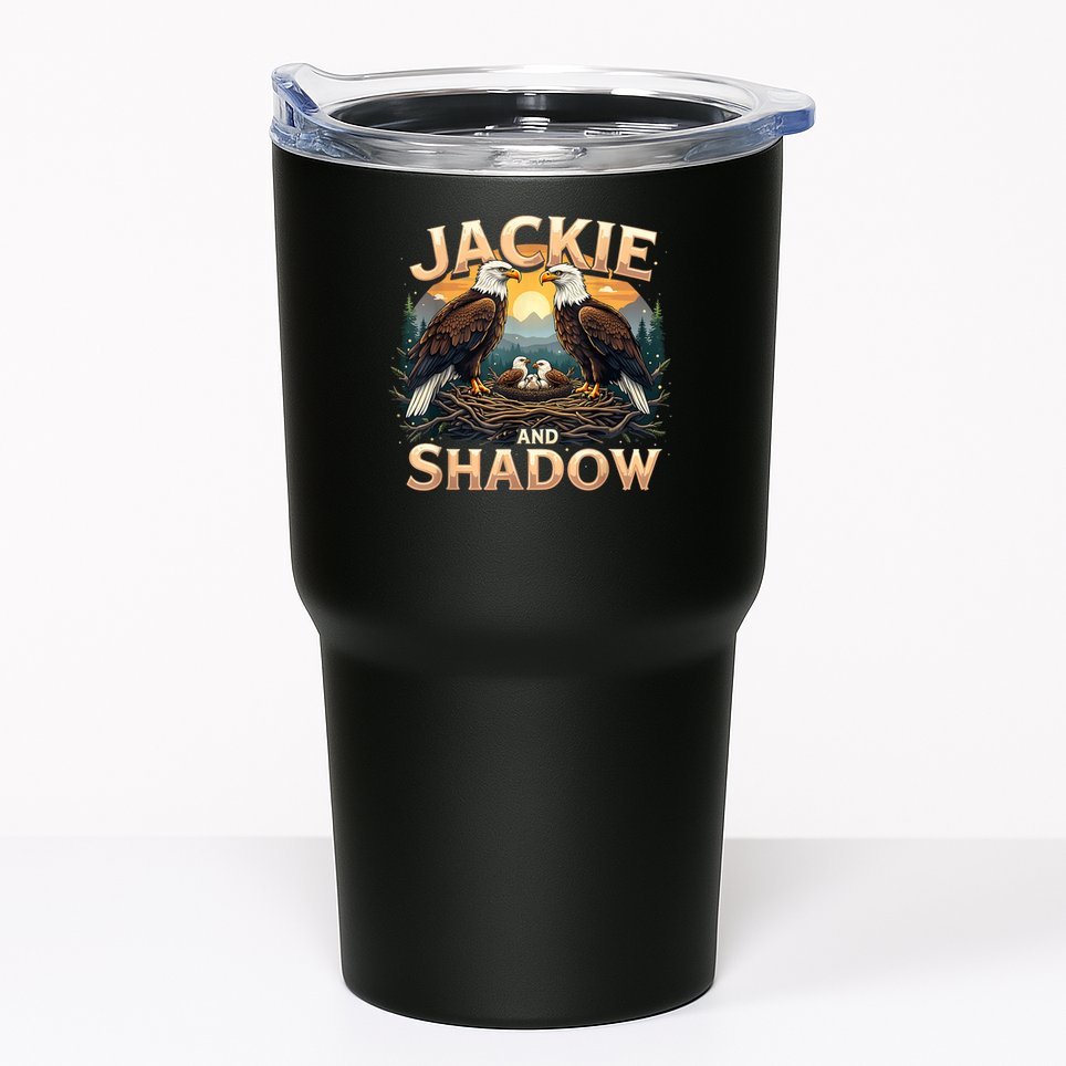 Vintage Jackie and Shadow Bald Eagle Family Design Graphic Tumbler