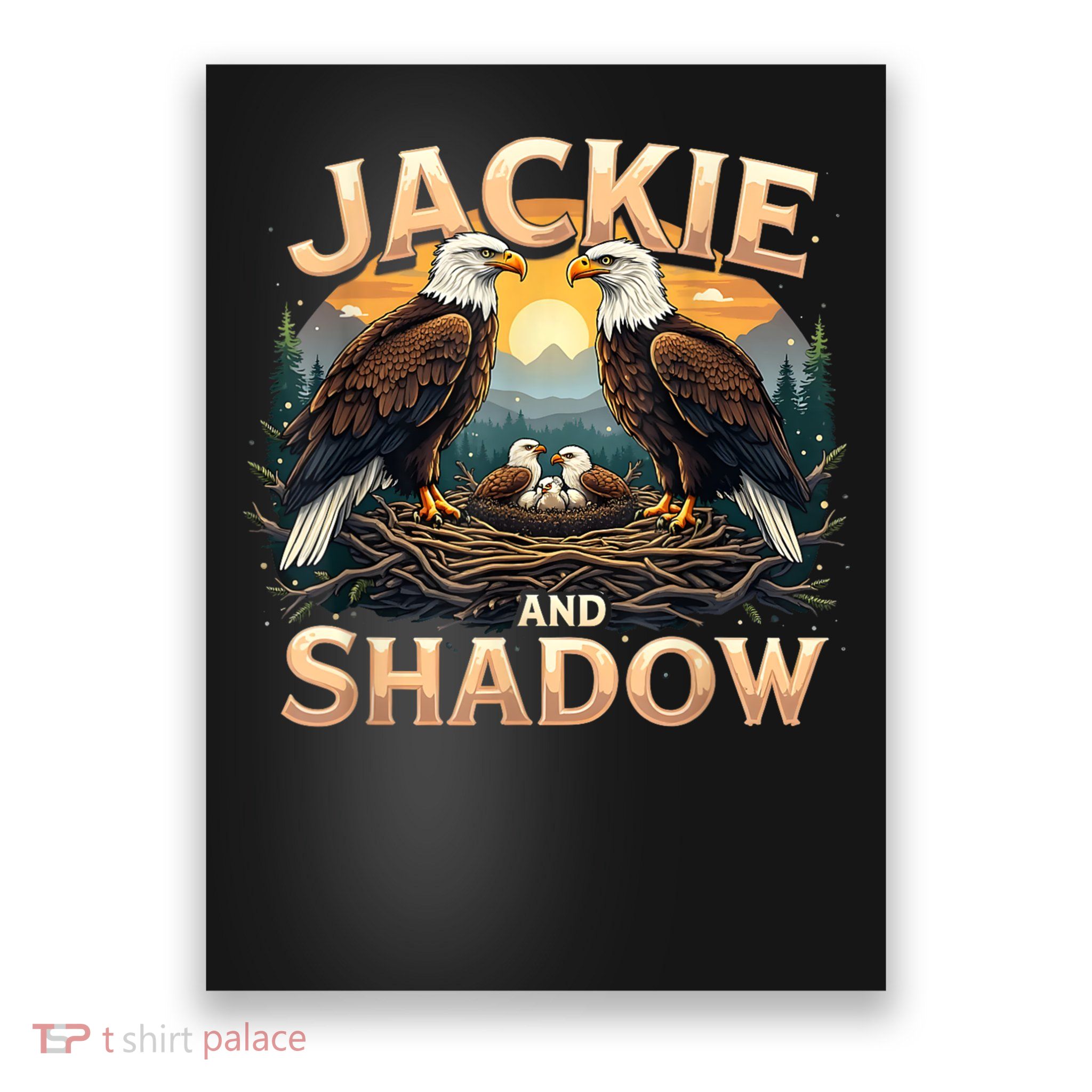 Vintage Jackie and Shadow Bald Eagle Family Design Graphic Poster