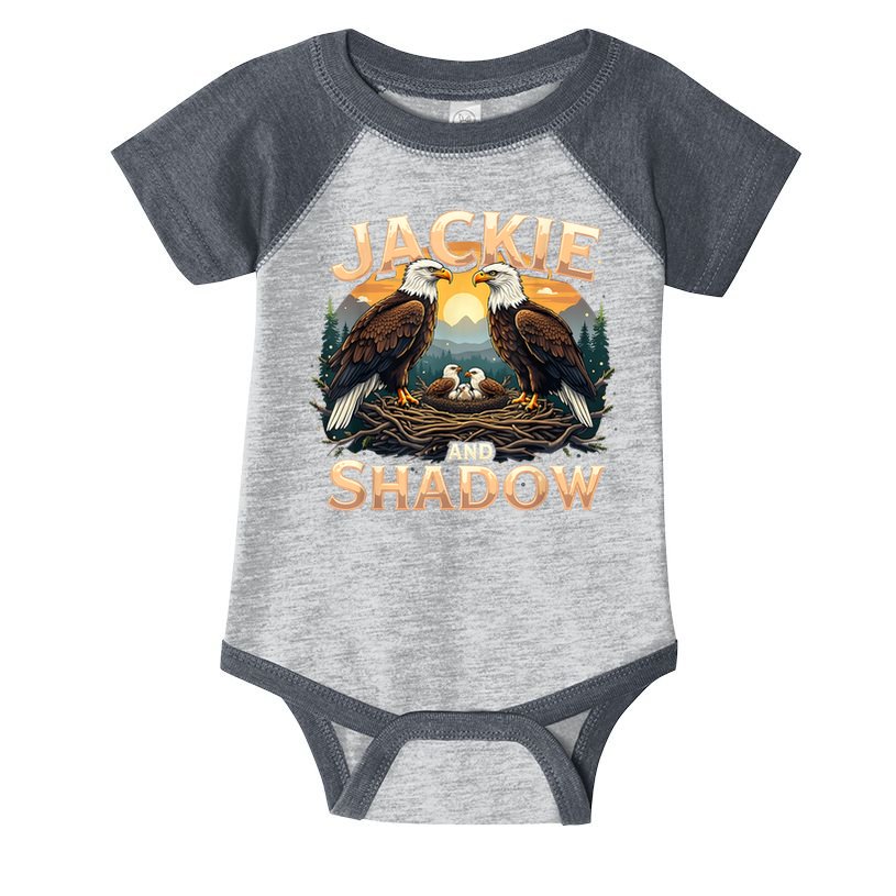 Vintage Jackie and Shadow Bald Eagle Family Design Graphic Infant Baby Jersey Bodysuit
