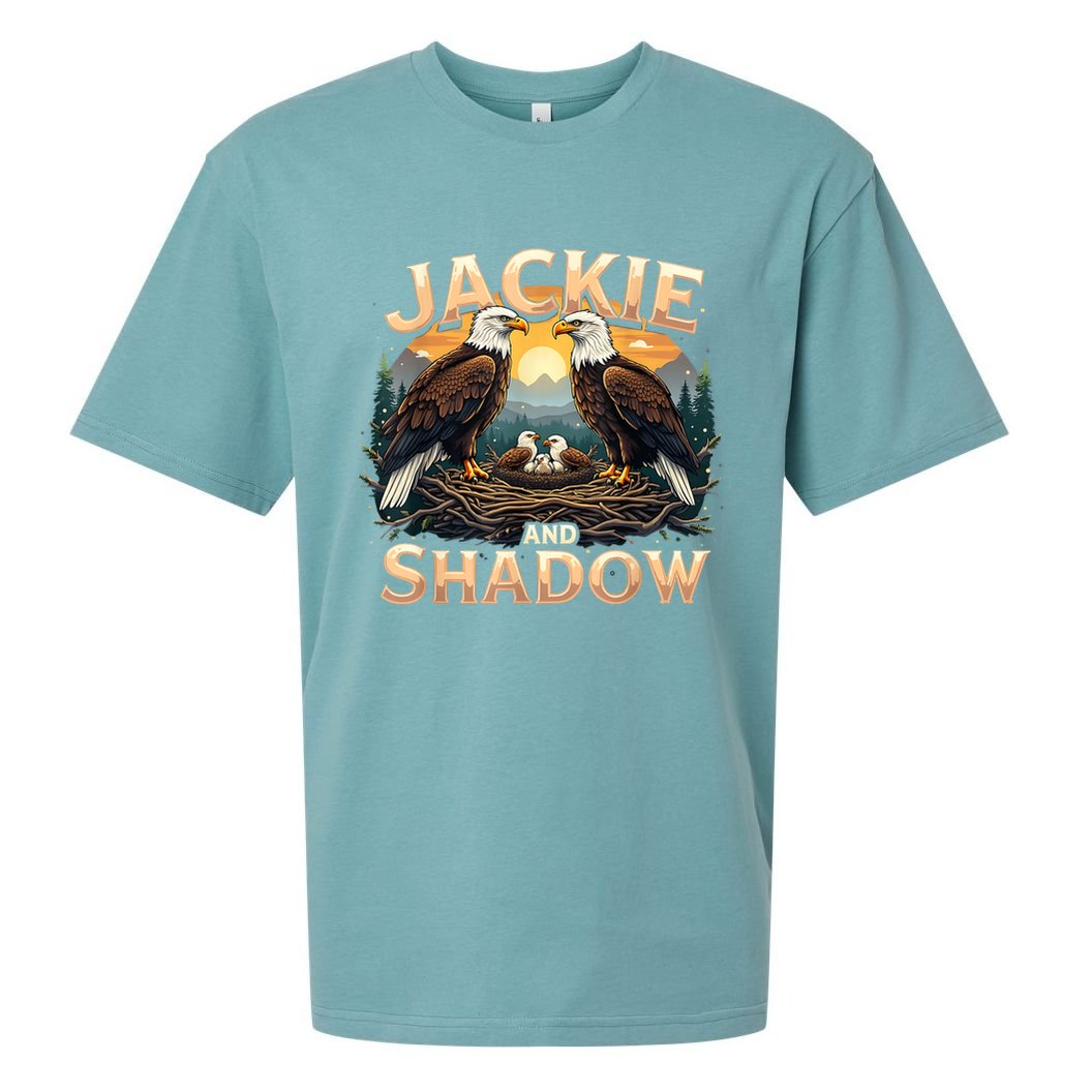 Vintage Jackie and Shadow Bald Eagle Family Design Graphic Sueded Cloud Jersey T-Shirt