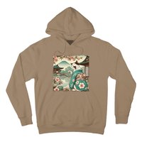 Vintage Japanese Art Anime Funny Cat Wave Hoodie