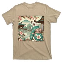 Vintage Japanese Art Anime Funny Cat Wave T-Shirt