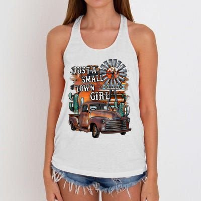 Vintage Just A Small Town Girl Western Cowgirl Cowboy Women's Knotted Racerback Tank