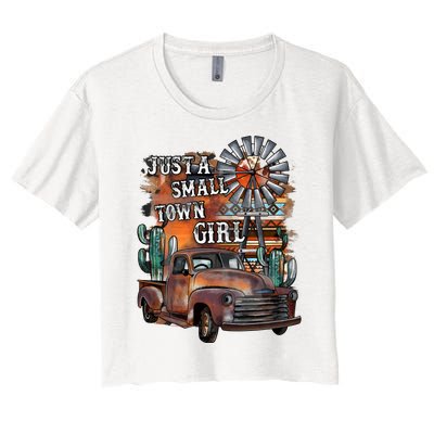 Vintage Just A Small Town Girl Western Cowgirl Cowboy Women's Crop Top Tee