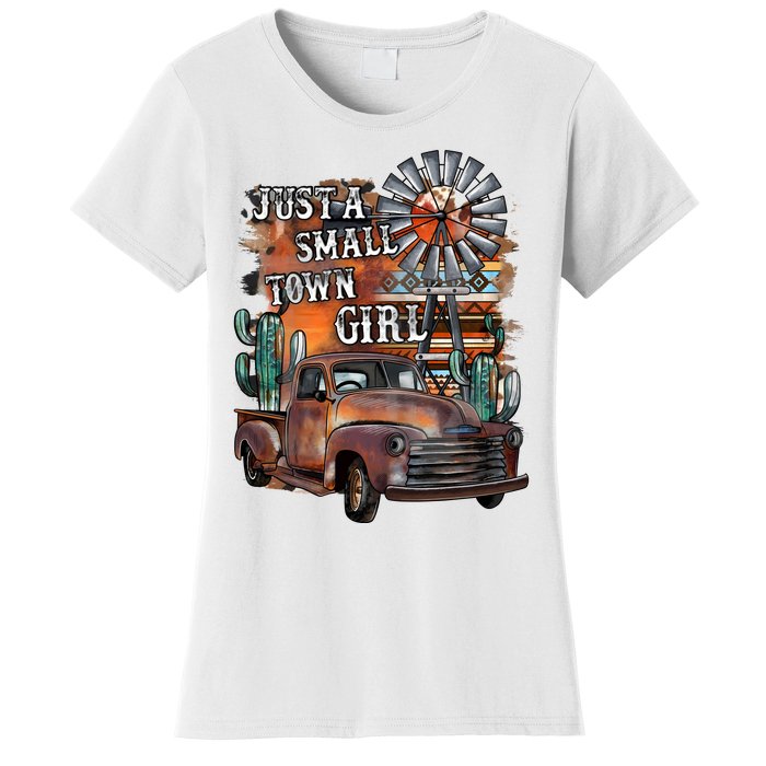 Vintage Just A Small Town Girl Western Cowgirl Cowboy Women's T-Shirt