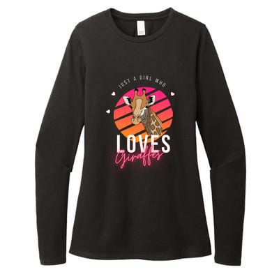 Vintage Just A Girl Who Loves Giraffes For Animal Lover Womens CVC Long Sleeve Shirt