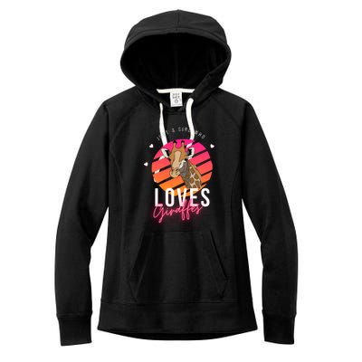 Vintage Just A Girl Who Loves Giraffes For Animal Lover Women's Fleece Hoodie