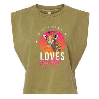 Vintage Just A Girl Who Loves Giraffes For Animal Lover Garment-Dyed Women's Muscle Tee