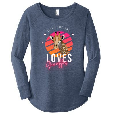 Vintage Just A Girl Who Loves Giraffes For Animal Lover Women's Perfect Tri Tunic Long Sleeve Shirt