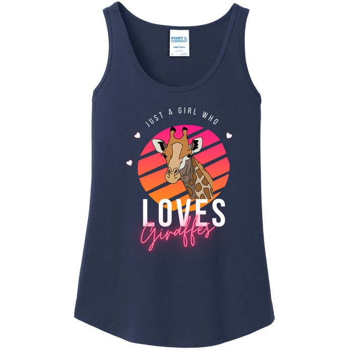 Vintage Just A Girl Who Loves Giraffes For Animal Lover Ladies Essential Tank