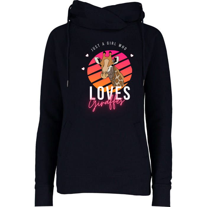 Vintage Just A Girl Who Loves Giraffes For Animal Lover Womens Funnel Neck Pullover Hood