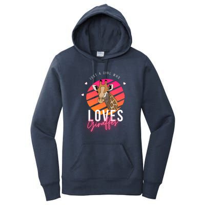 Vintage Just A Girl Who Loves Giraffes For Animal Lover Women's Pullover Hoodie