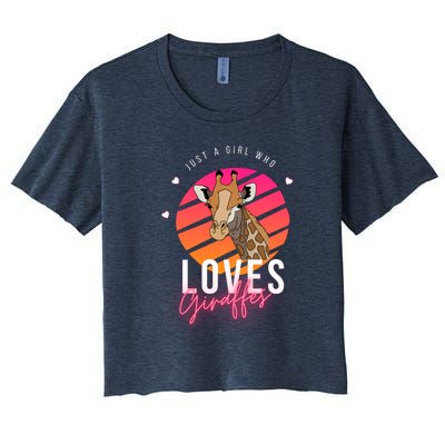 Vintage Just A Girl Who Loves Giraffes For Animal Lover Women's Crop Top Tee