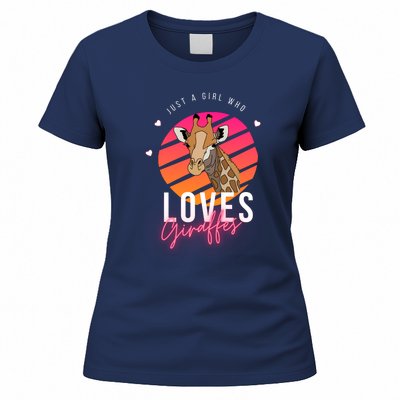 Vintage Just A Girl Who Loves Giraffes For Animal Lover Women's T-Shirt