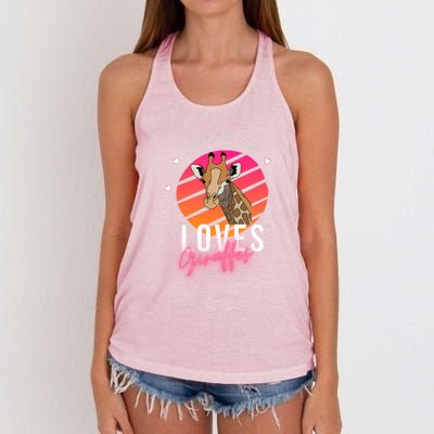 Vintage Just A Girl Who Loves Giraffes For Animal Lover Women's Knotted Racerback Tank