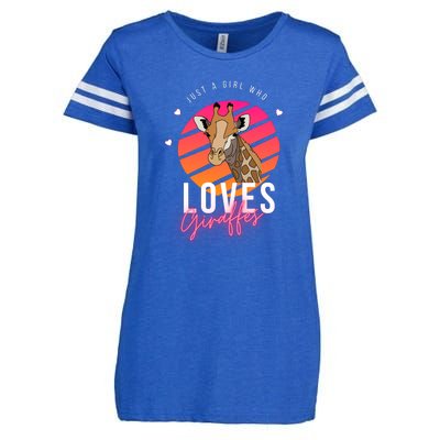 Vintage Just A Girl Who Loves Giraffes For Animal Lover Enza Ladies Jersey Football T-Shirt