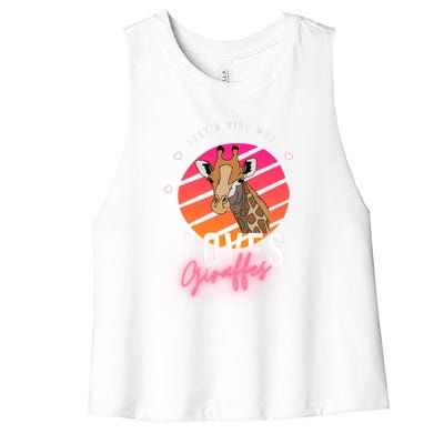 Vintage Just A Girl Who Loves Giraffes For Animal Lover Women's Racerback Cropped Tank