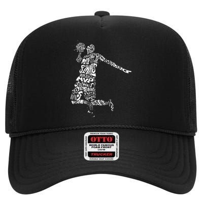 Vintage Jordan Basketball Player Birthday Gifts High Crown Mesh Back Trucker Hat