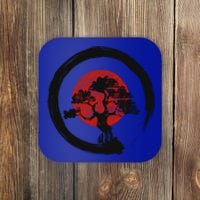 Vintage Japanese Bonsai Tree Zen Circle Yoga Gift Coaster