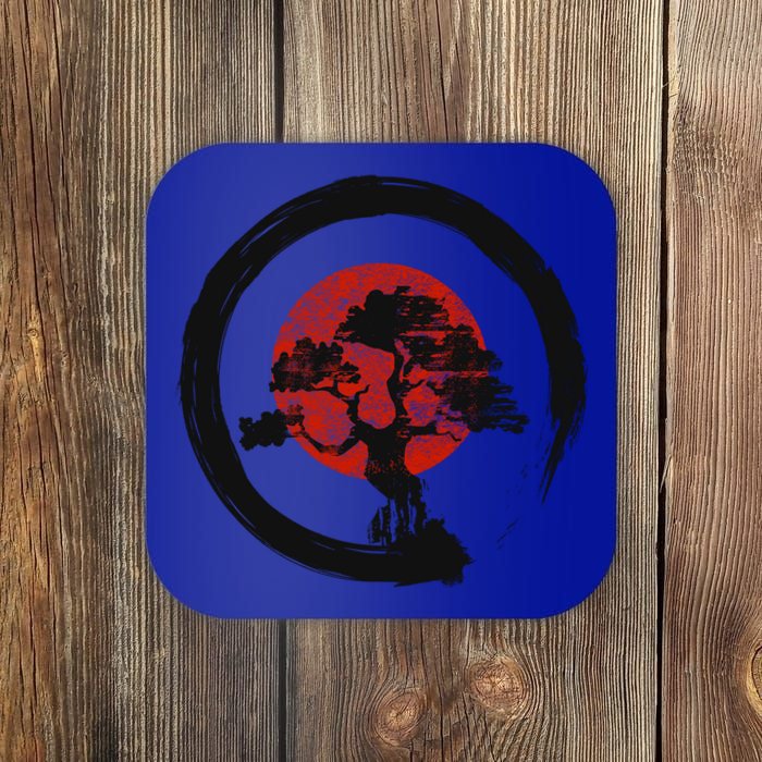 Vintage Japanese Bonsai Tree Zen Circle Yoga Gift Coaster