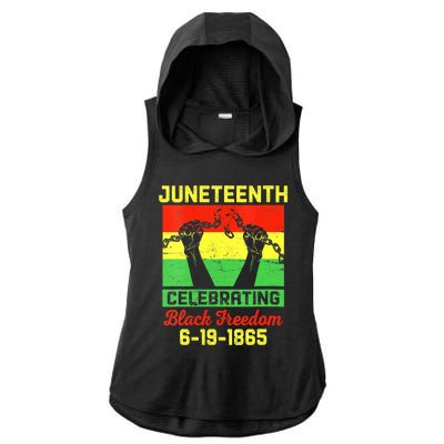 Vintage Juneteenth Celebrate Black Freedom June 19 1865 Ladies PosiCharge Tri-Blend Wicking Draft Hoodie Tank