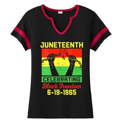 Vintage Juneteenth Celebrate Black Freedom June 19 1865 Ladies Halftime Notch Neck Tee