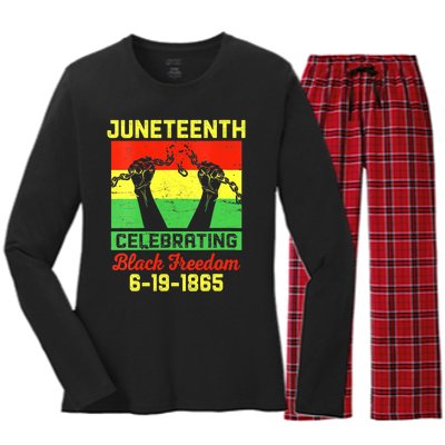 Vintage Juneteenth Celebrate Black Freedom June 19 1865 Women's Long Sleeve Flannel Pajama Set 