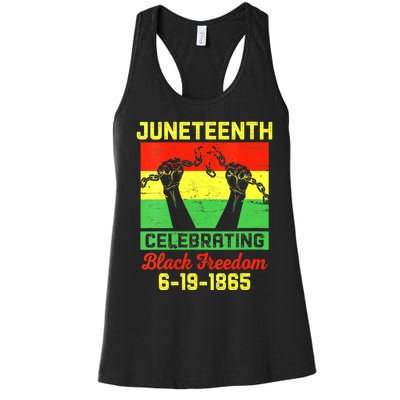 Vintage Juneteenth Celebrate Black Freedom June 19 1865 Women's Racerback Tank