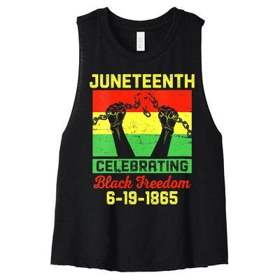 Vintage Juneteenth Celebrate Black Freedom June 19 1865 Women's Racerback Cropped Tank